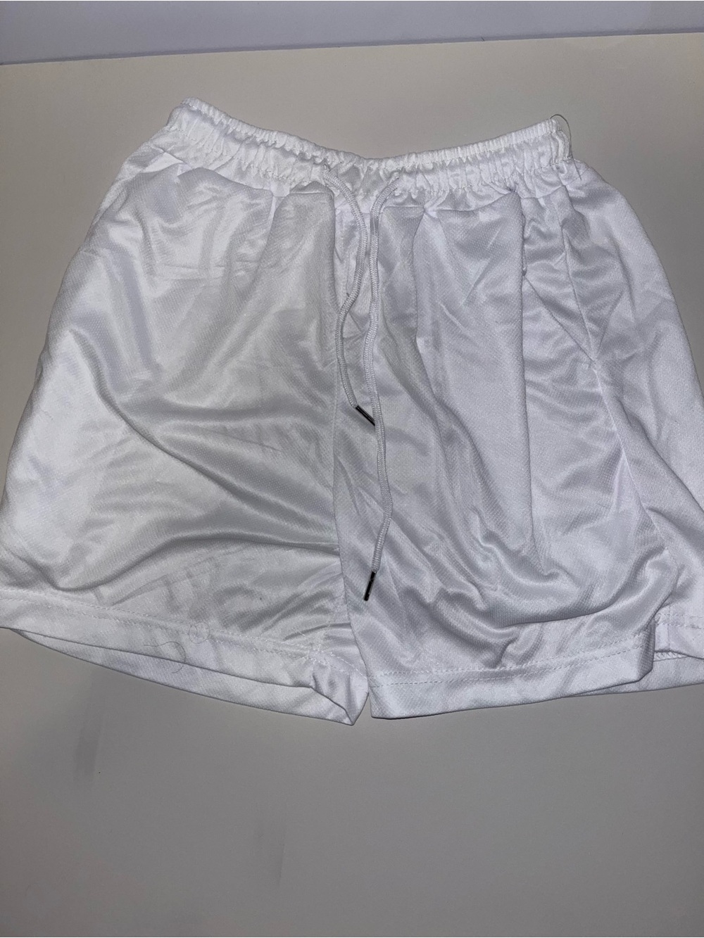 Men's White Athletic Mesh Drawstring Shorts